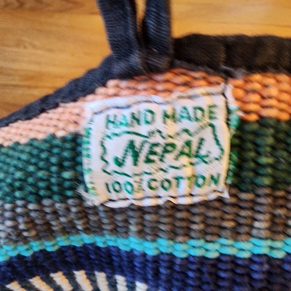 Handmade In Nepal Backpack Cotton Multicolor Stripe Hippie Festival - Picture 3 of 7